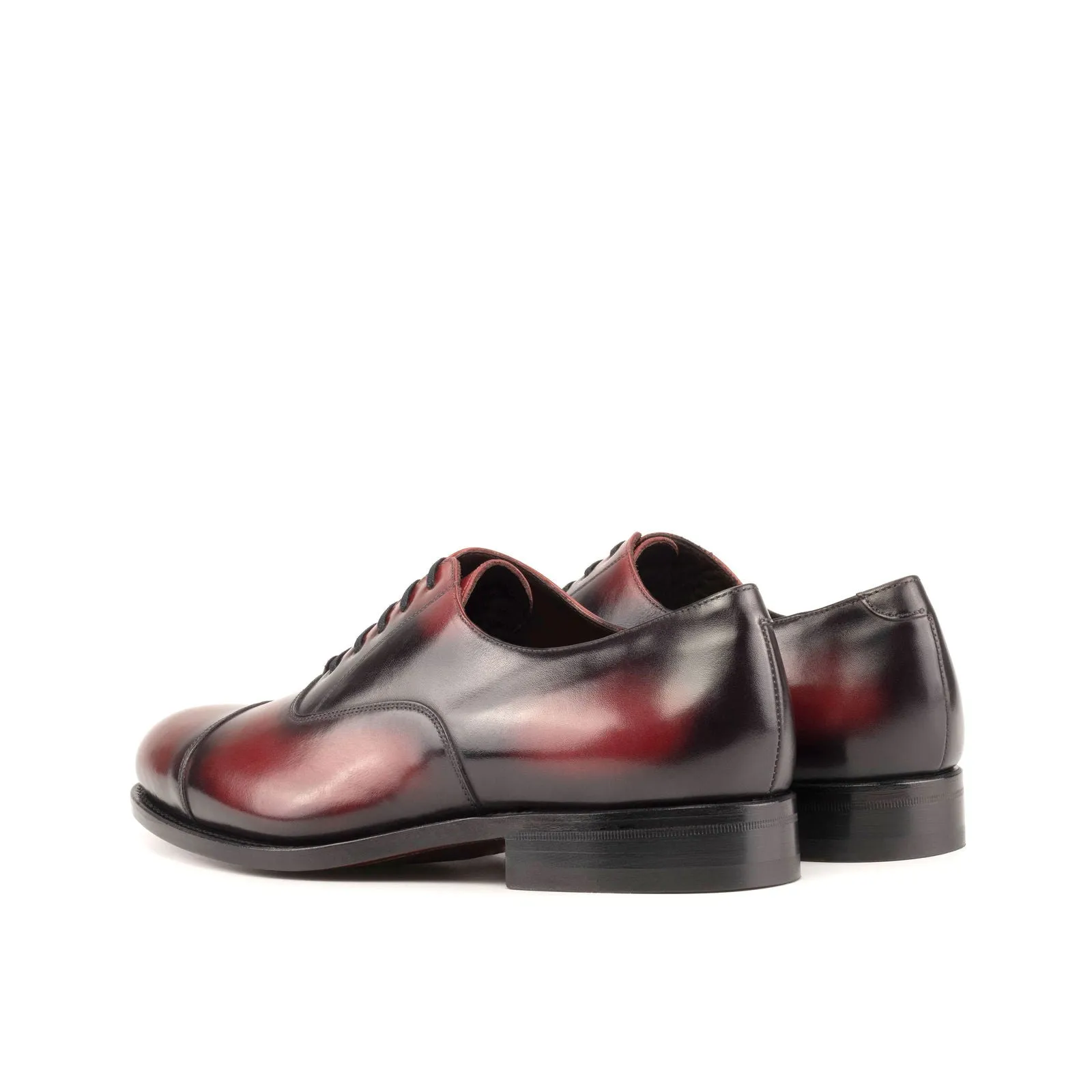 Men's Oxford Shoes Patina Leather Goodyear Welt Wide Plus Size Burgundy 5527