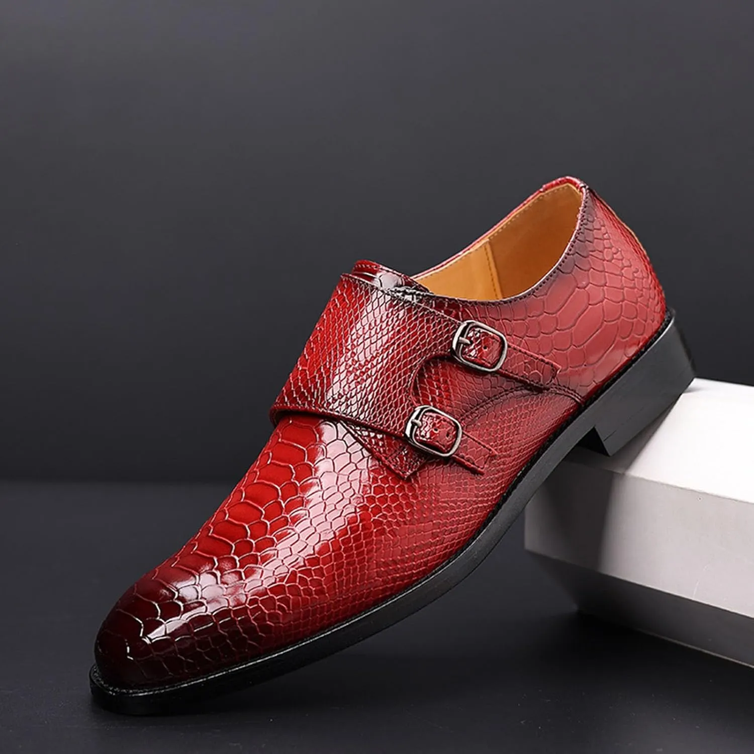 Men's Oxfords Alligator Patent Leather Wedding Prom Formal Dress Casual Shoes for Men