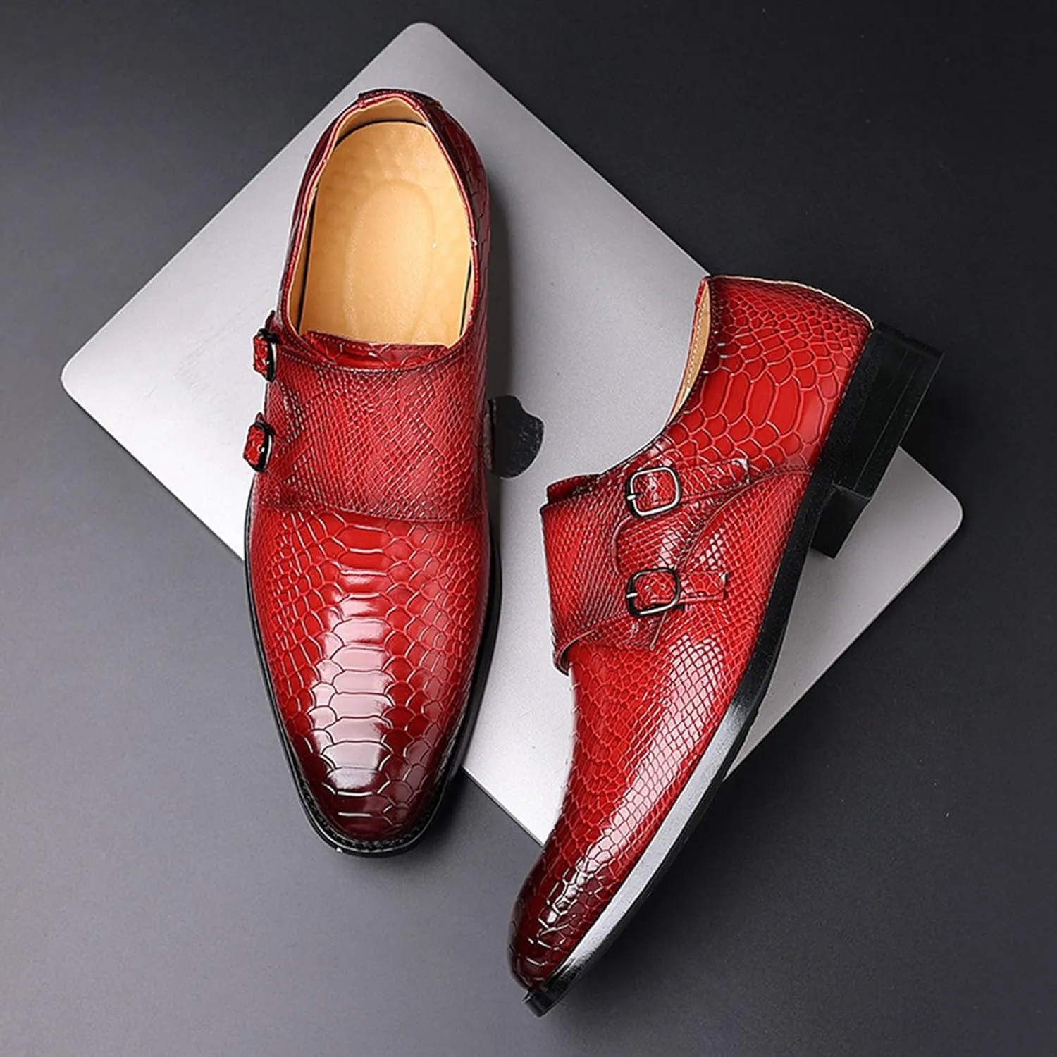 Men's Oxfords Alligator Patent Leather Wedding Prom Formal Dress Casual Shoes for Men