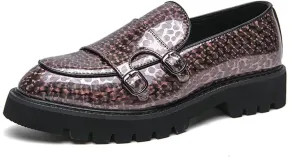 Men's Patent Leather Platform Slip On Loafers Fashion Classic Lug Sole Dress Business Casual Walking Shoes Comfort Penny Loafers for Men
