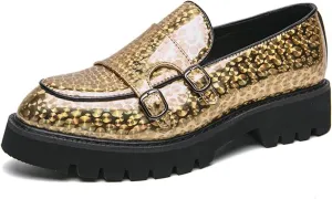 Men's Patent Leather Platform Slip On Loafers Fashion Classic Lug Sole Dress Business Casual Walking Shoes Comfort Penny Loafers for Men