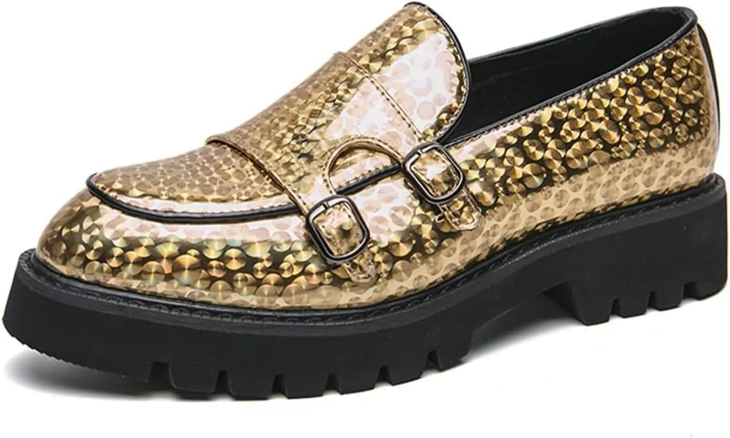 Men's Patent Leather Platform Slip On Loafers Fashion Classic Lug Sole Dress Business Casual Walking Shoes Comfort Penny Loafers for Men