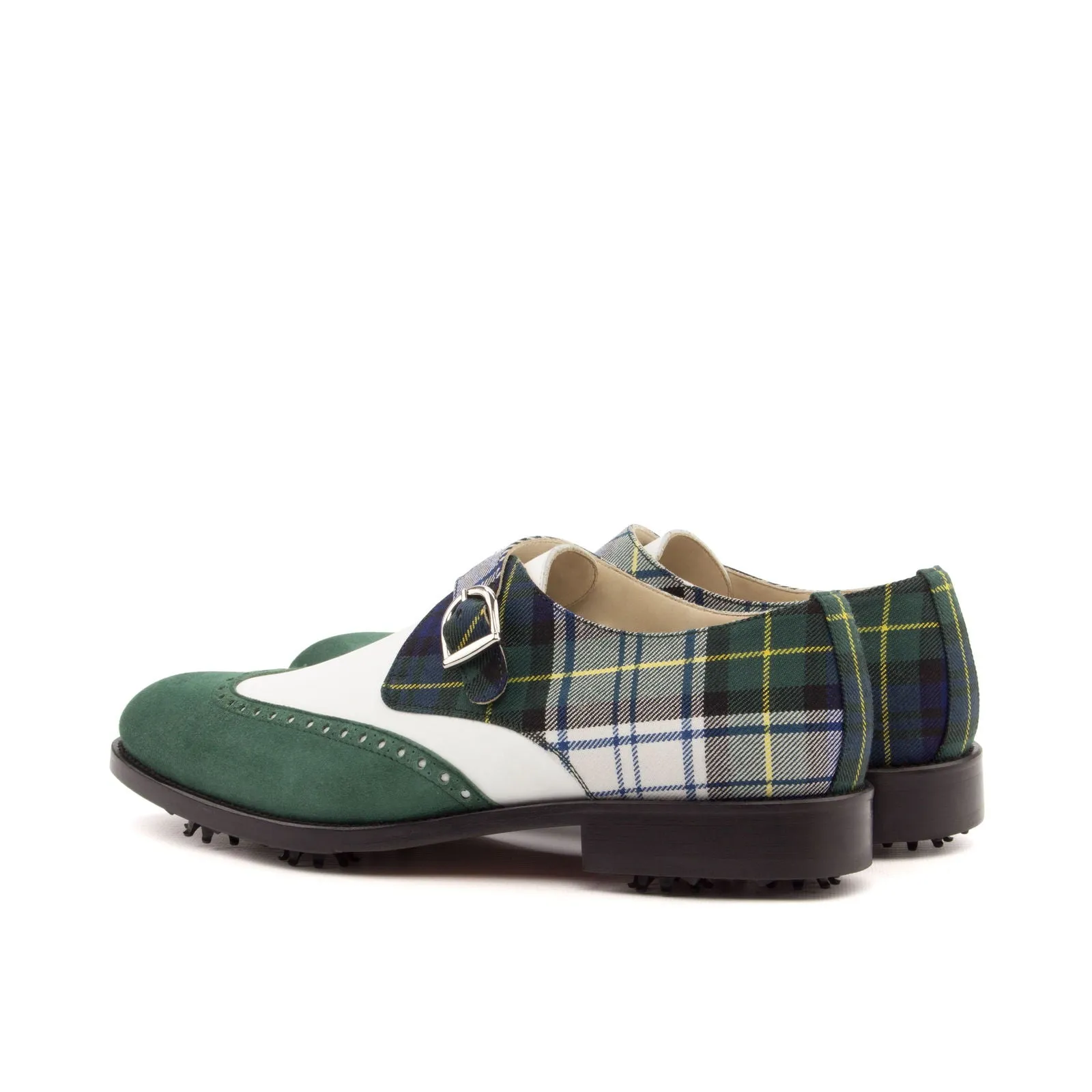 Men's Single Monk Golf Leather Shoes Wide Plus Size Blue White 3461