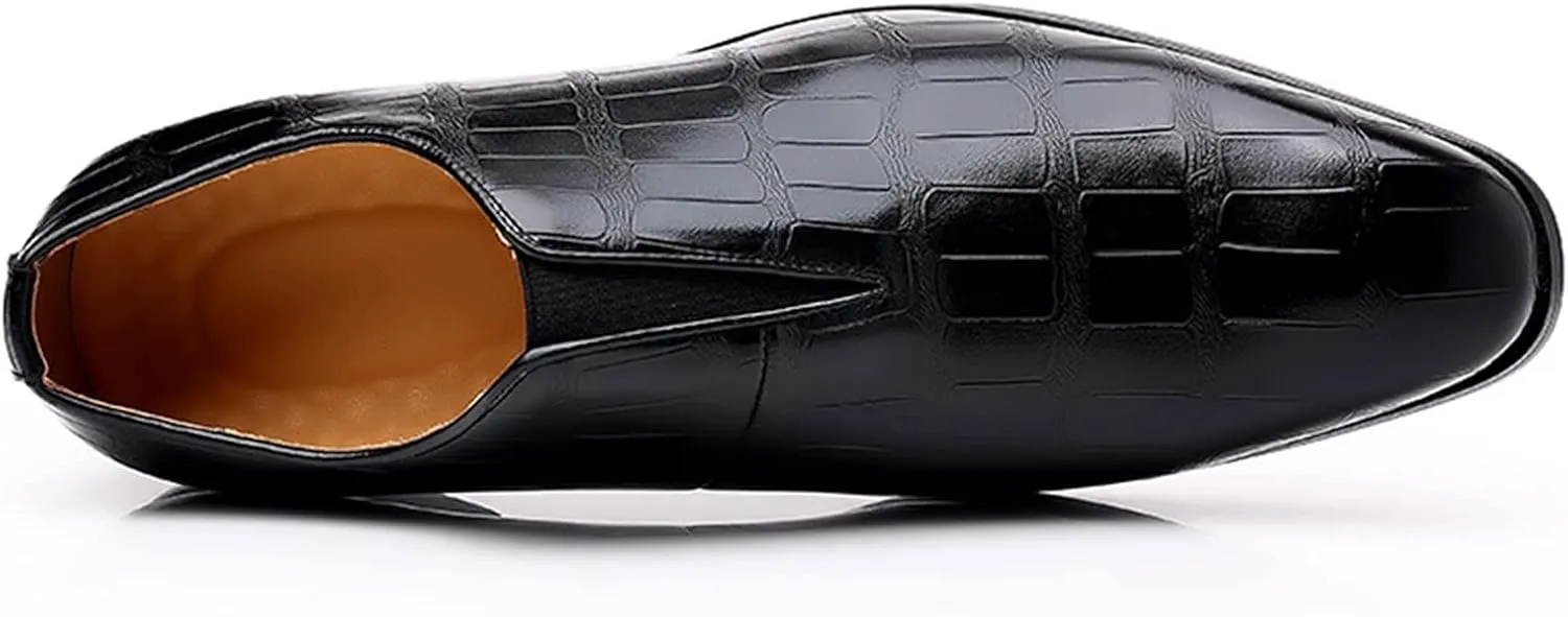Men's Slip on Business Dress Shoes Arch Support Walking Leather Shoes with Low Heel Men Retro Leatehr Formal Shoe Low Top Black Boots Slip on Oxfords Comfortable Daily Office Footwear