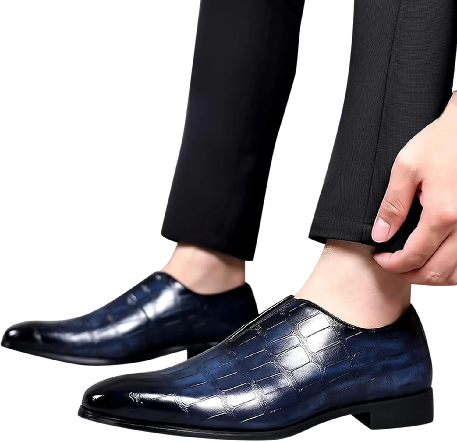 Men's Slip on Business Dress Shoes Arch Support Walking Leather Shoes with Low Heel Men Retro Leatehr Formal Shoe Low Top Black Boots Slip on Oxfords Comfortable Daily Office Footwear