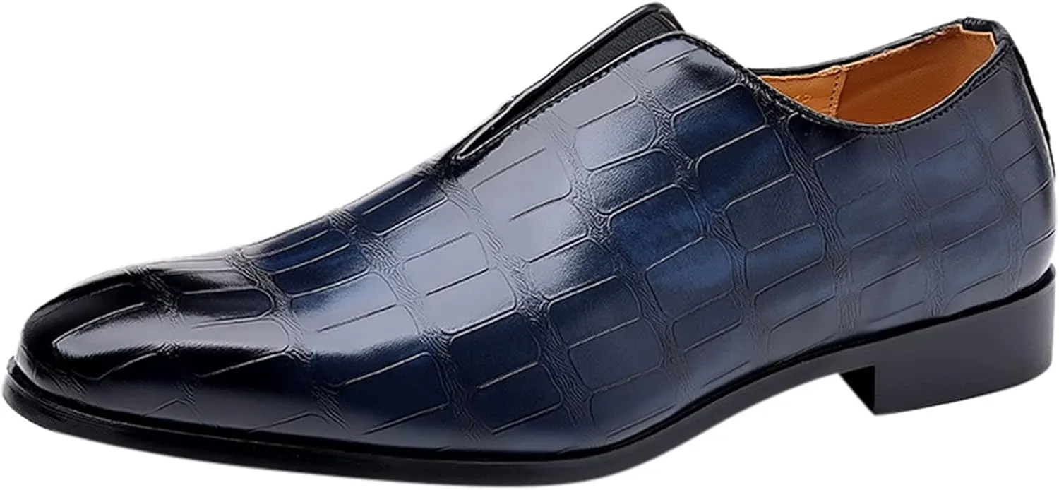 Men's Slip on Business Dress Shoes Arch Support Walking Leather Shoes with Low Heel Men Retro Leatehr Formal Shoe Low Top Black Boots Slip on Oxfords Comfortable Daily Office Footwear