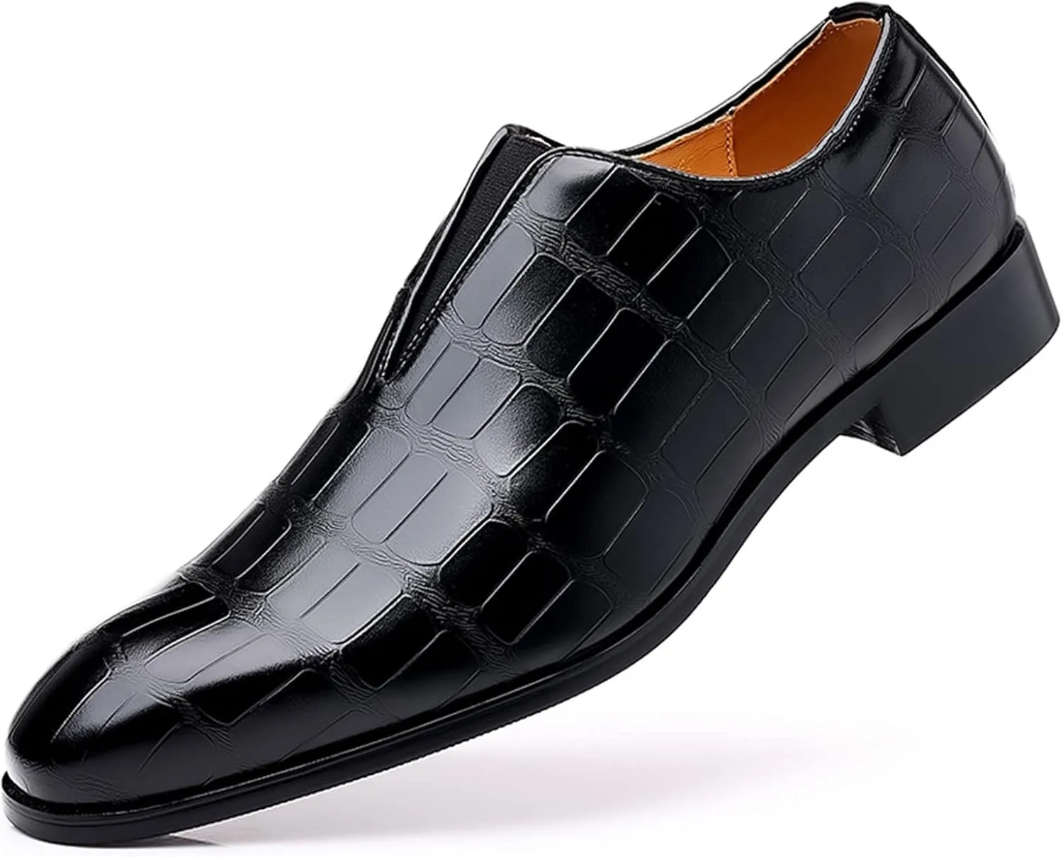 Men's Slip on Business Dress Shoes Arch Support Walking Leather Shoes with Low Heel Men Retro Leatehr Formal Shoe Low Top Black Boots Slip on Oxfords Comfortable Daily Office Footwear