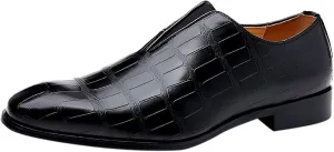 Men's Slip on Business Dress Shoes Arch Support Walking Leather Shoes with Low Heel Men Retro Leatehr Formal Shoe Low Top Black Boots Slip on Oxfords Comfortable Daily Office Footwear