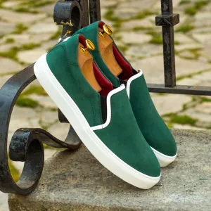 Men's Slip On Leather Shoes Wide Plus Size Green 4147