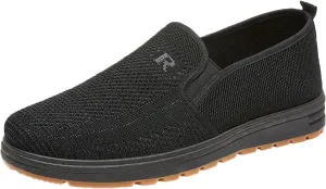 Men's Slip Shoes Fashion Spring and Summer Men Casual Shoes Flat Soft Bottom Mesh Breathable Slip On Comfortable Solid