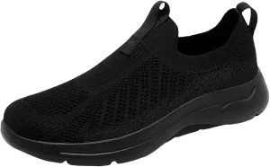 Men's Sports Shoes Versatile Elastic Knit Sneakers Breathable Slip On Sock Shoes Lightweight Workout Shoe