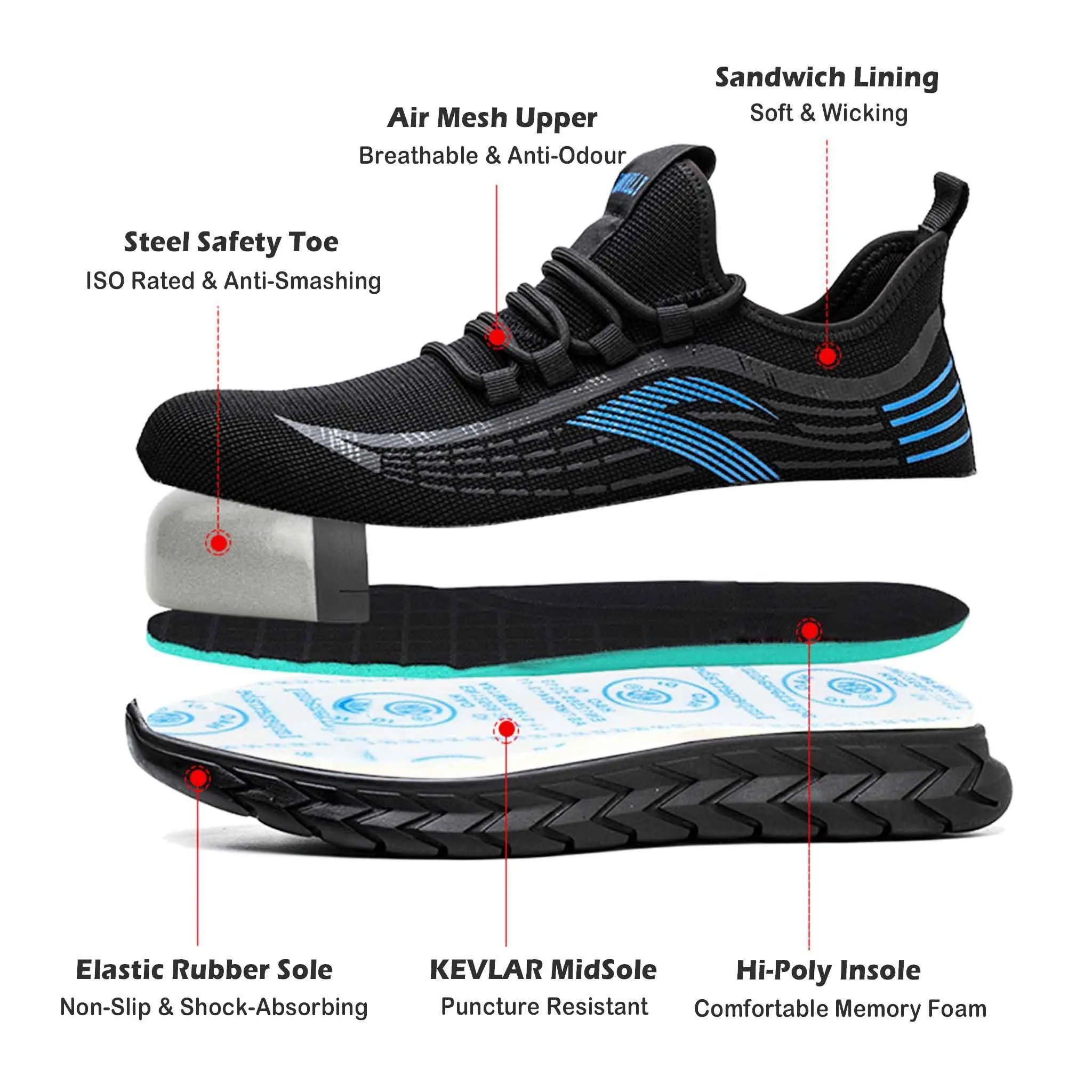 Men's Steel Toe Sneakers - Rubber Sole | B231
