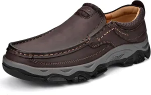 Men's Suede Casual Hiking Loafers,Hand Stitching Comfort Anti Slip Slip on Business Dress Shoes Fashion Outdoor Walking Boat Shoes