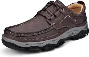 Men's Suede Casual Hiking Loafers,Hand Stitching Comfort Anti Slip Slip on Business Dress Shoes Fashion Outdoor Walking Boat Shoes