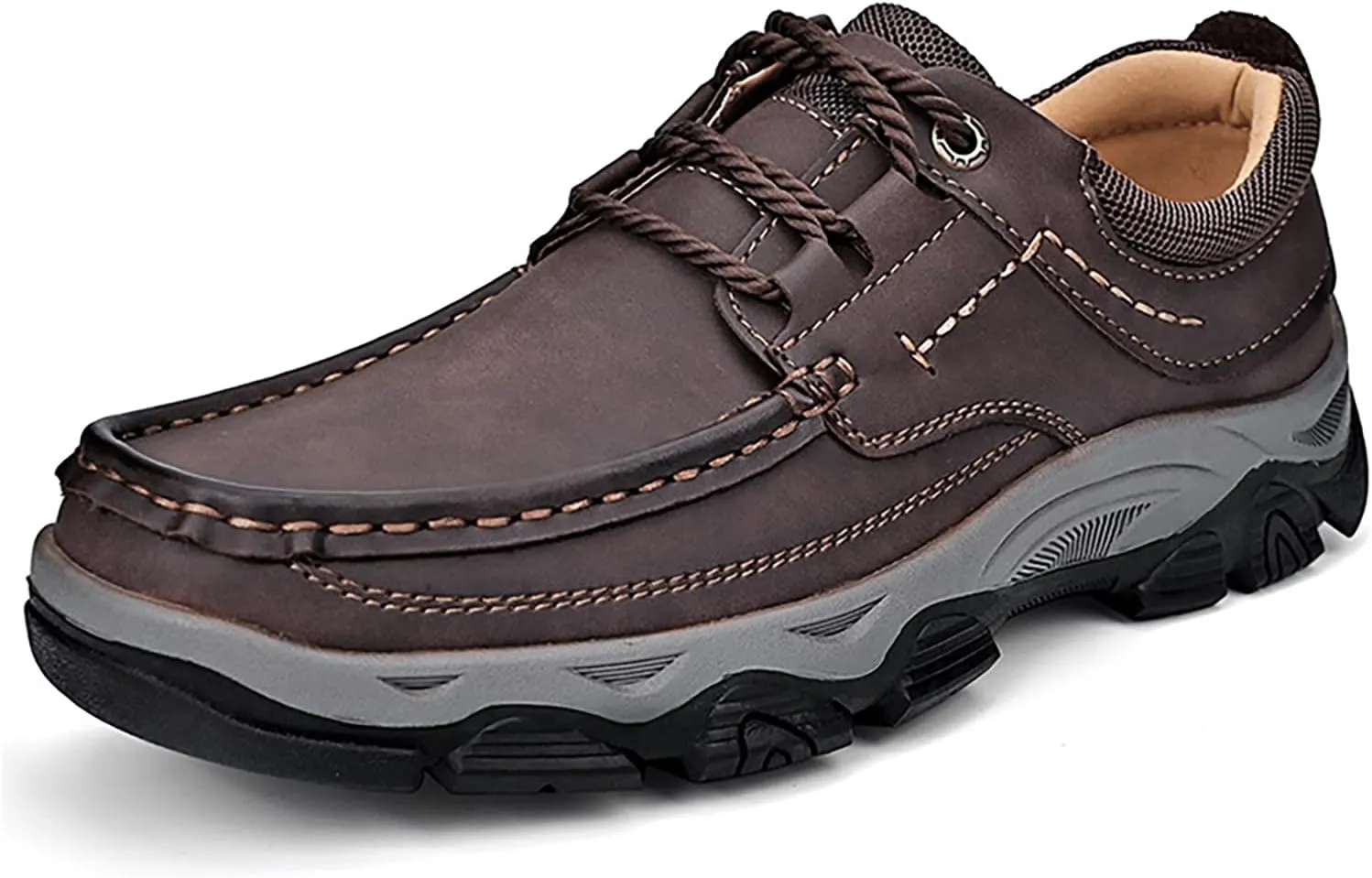 Men's Suede Casual Hiking Loafers,Hand Stitching Comfort Anti Slip Slip on Business Dress Shoes Fashion Outdoor Walking Boat Shoes