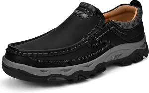 Men's Suede Casual Hiking Loafers,Hand Stitching Comfort Anti Slip Slip on Business Dress Shoes Fashion Outdoor Walking Boat Shoes
