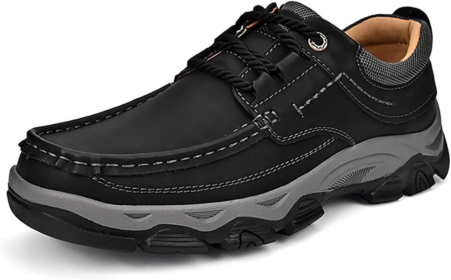 Men's Suede Casual Hiking Loafers,Hand Stitching Comfort Anti Slip Slip on Business Dress Shoes Fashion Outdoor Walking Boat Shoes