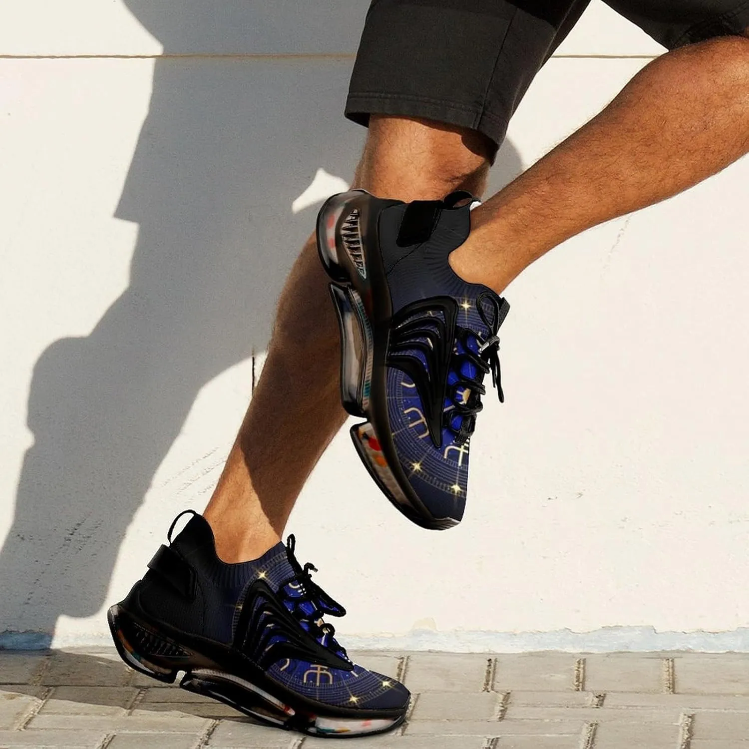 Men's Trail Running Sports Shoes, Fashion Breathable 3D Tattoo Printing Walking Excursion Sneakers, Non Slip Gym Work Trainers Footwear Athletic Trekking