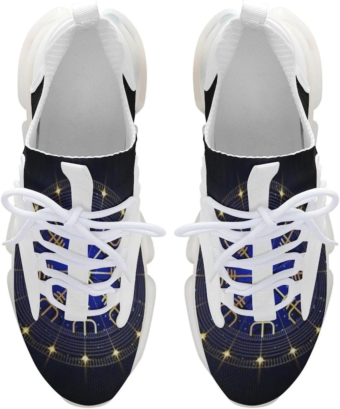 Men's Trail Running Sports Shoes, Fashion Breathable 3D Tattoo Printing Walking Excursion Sneakers, Non Slip Gym Work Trainers Footwear Athletic Trekking