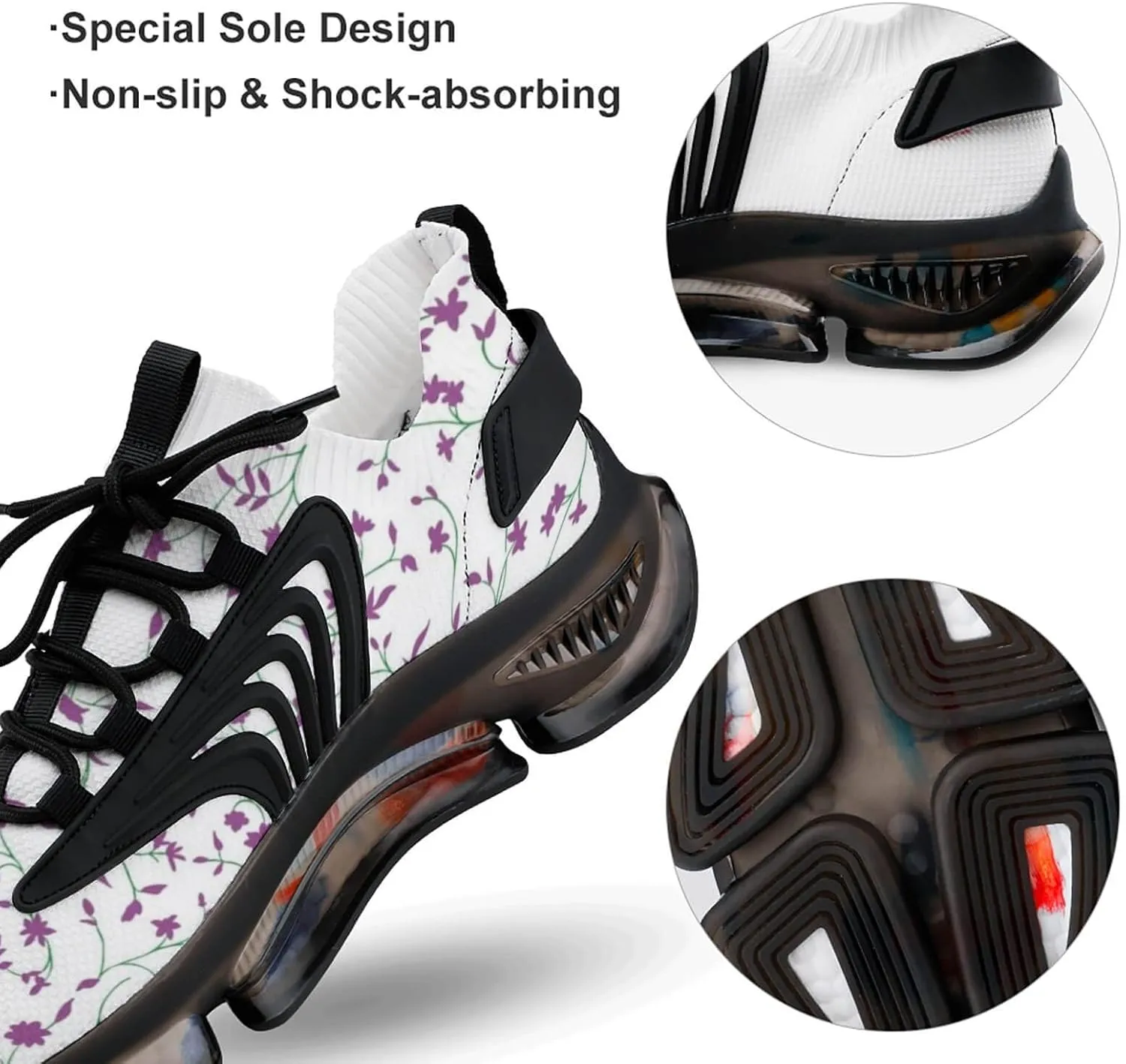 Men's Trail Running Sports Shoes, Fashion Breathable 3D Tattoo Printing Walking Excursion Sneakers, Non Slip Gym Work Trainers Footwear Athletic Trekking