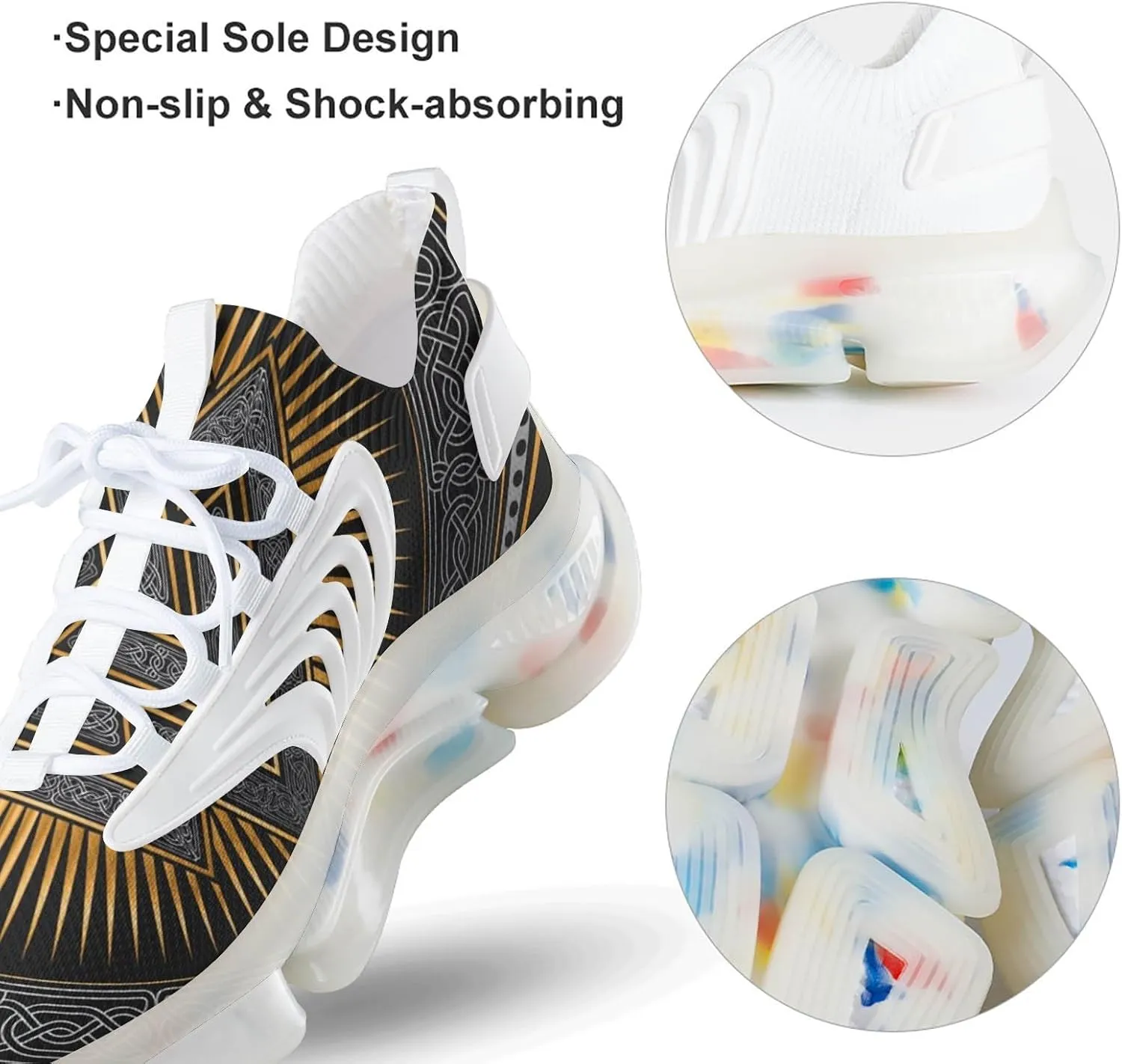 Men's Trail Running Sports Shoes, Fashion Breathable 3D Tattoo Printing Walking Excursion Sneakers, Non Slip Gym Work Trainers Footwear Athletic Trekking