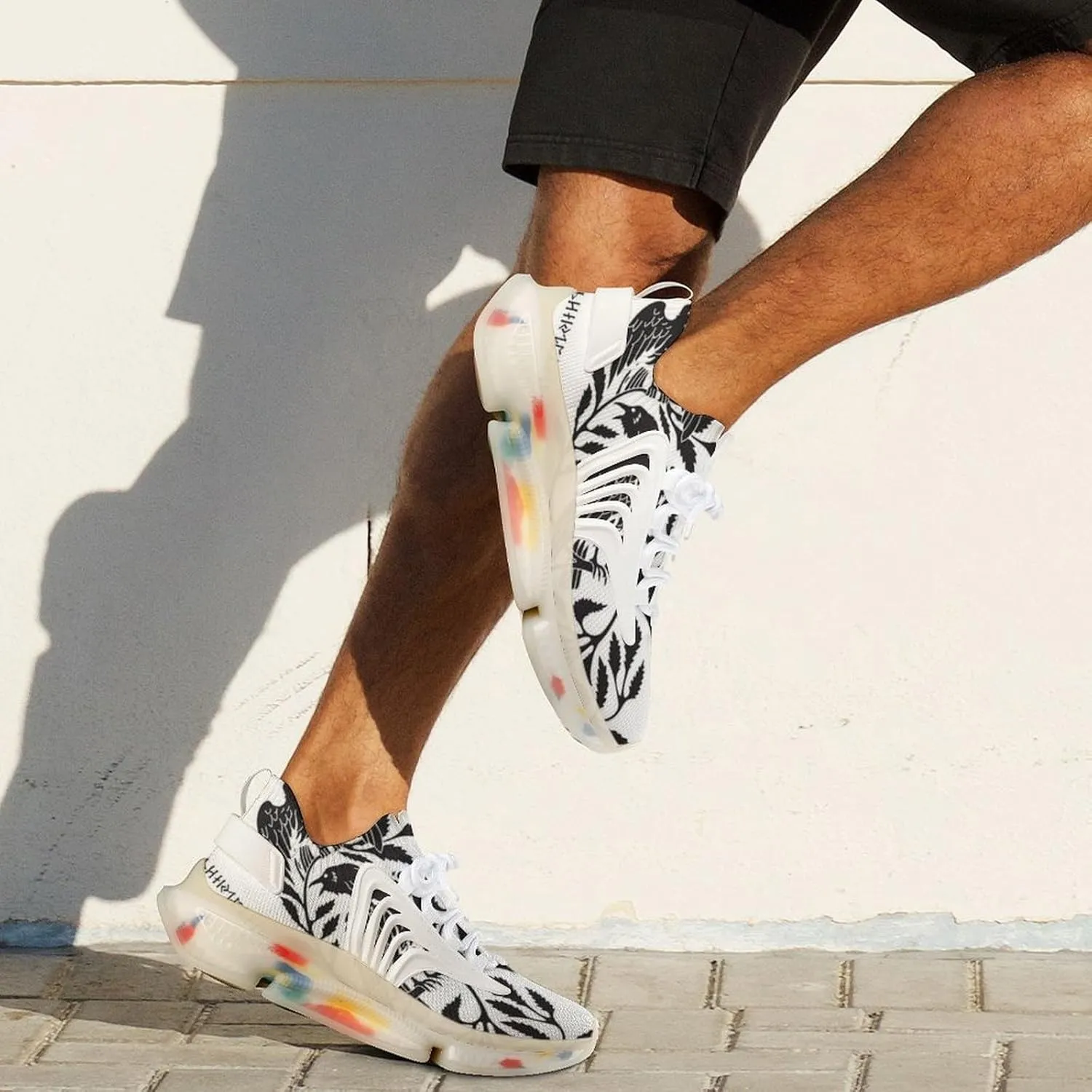 Men's Trail Running Sports Shoes, Fashion Breathable 3D Tattoo Printing Walking Excursion Sneakers, Non Slip Gym Work Trainers Footwear Athletic Trekking