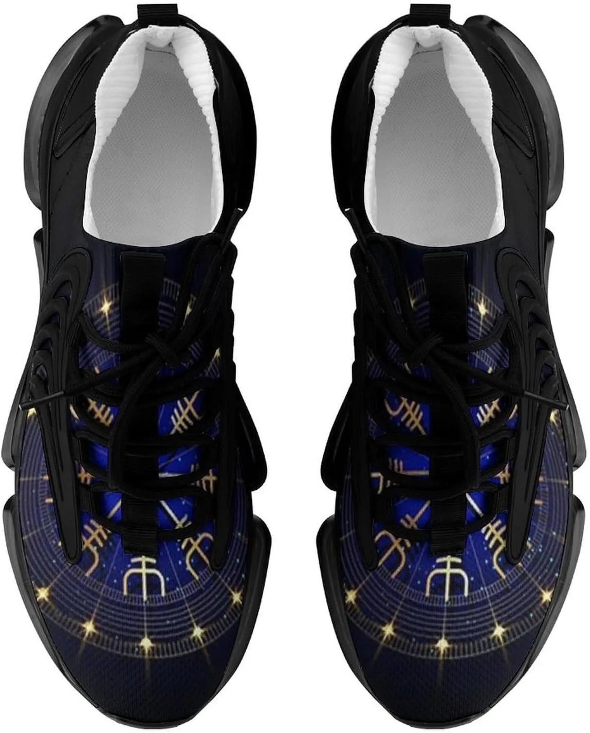Men's Trail Running Sports Shoes, Fashion Breathable 3D Tattoo Printing Walking Excursion Sneakers, Non Slip Gym Work Trainers Footwear Athletic Trekking