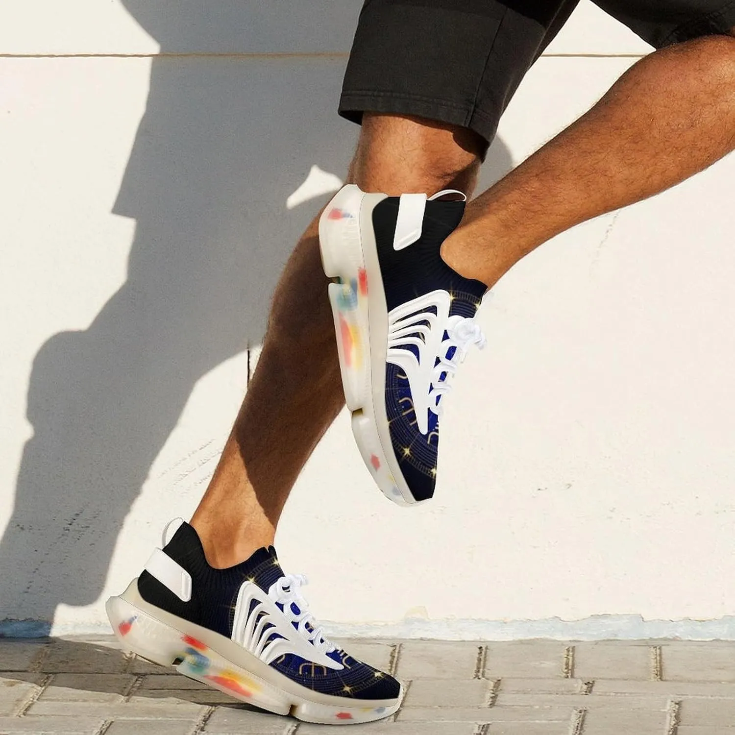 Men's Trail Running Sports Shoes, Fashion Breathable 3D Tattoo Printing Walking Excursion Sneakers, Non Slip Gym Work Trainers Footwear Athletic Trekking