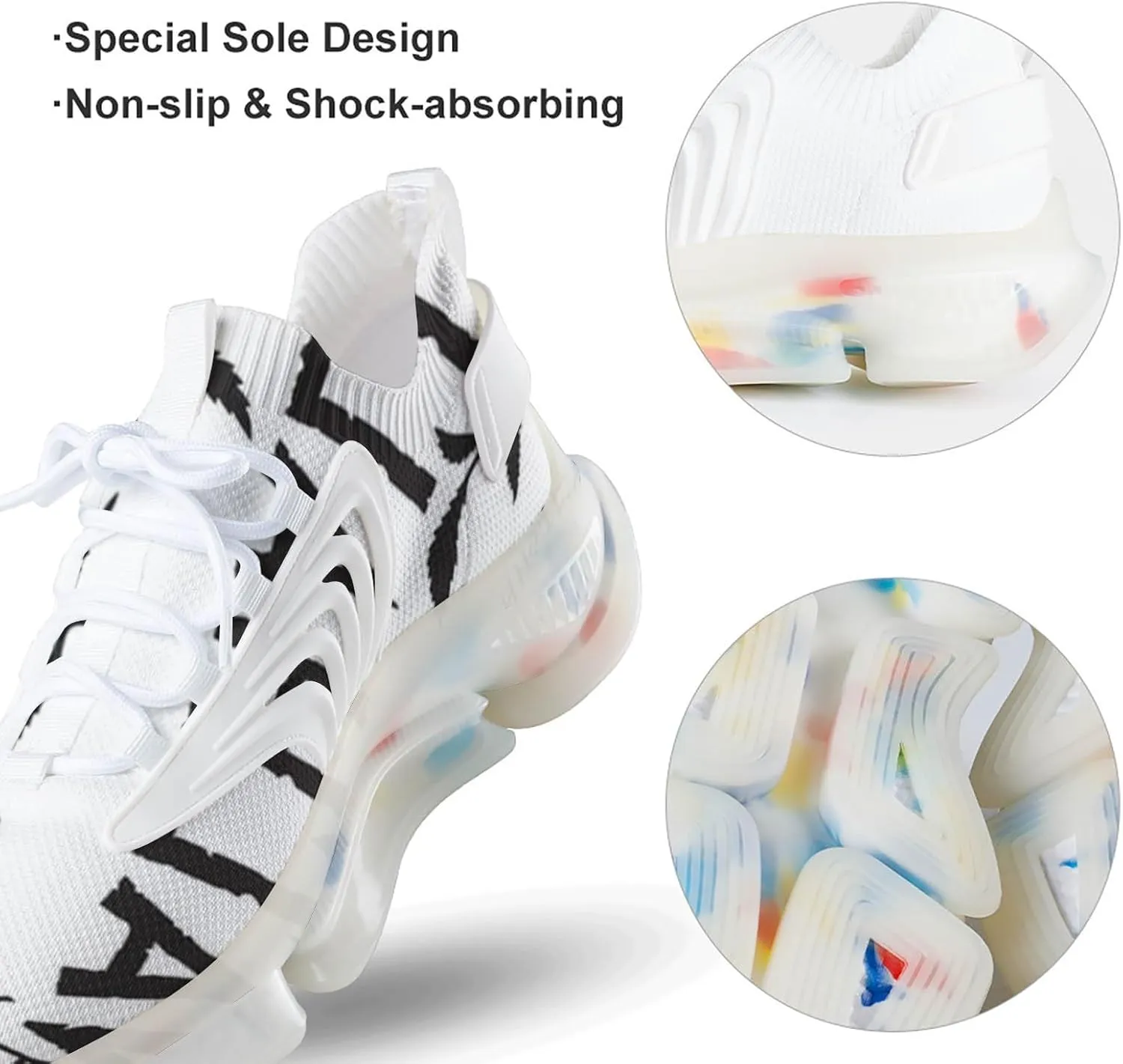 Men's Trail Running Sports Shoes, Fashion Breathable 3D Tattoo Printing Walking Excursion Sneakers, Non Slip Gym Work Trainers Footwear Athletic Trekking