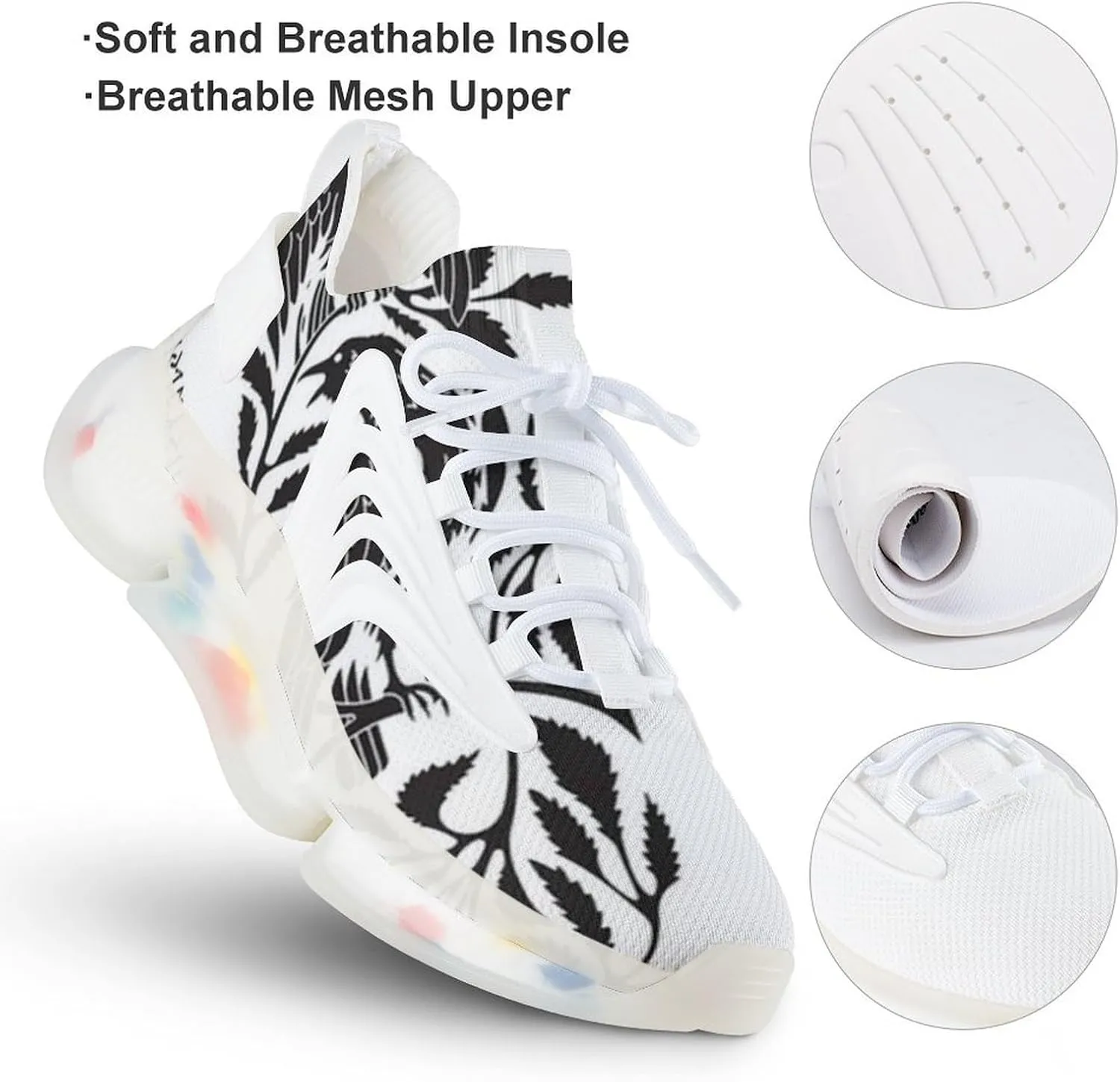 Men's Trail Running Sports Shoes, Fashion Breathable 3D Tattoo Printing Walking Excursion Sneakers, Non Slip Gym Work Trainers Footwear Athletic Trekking