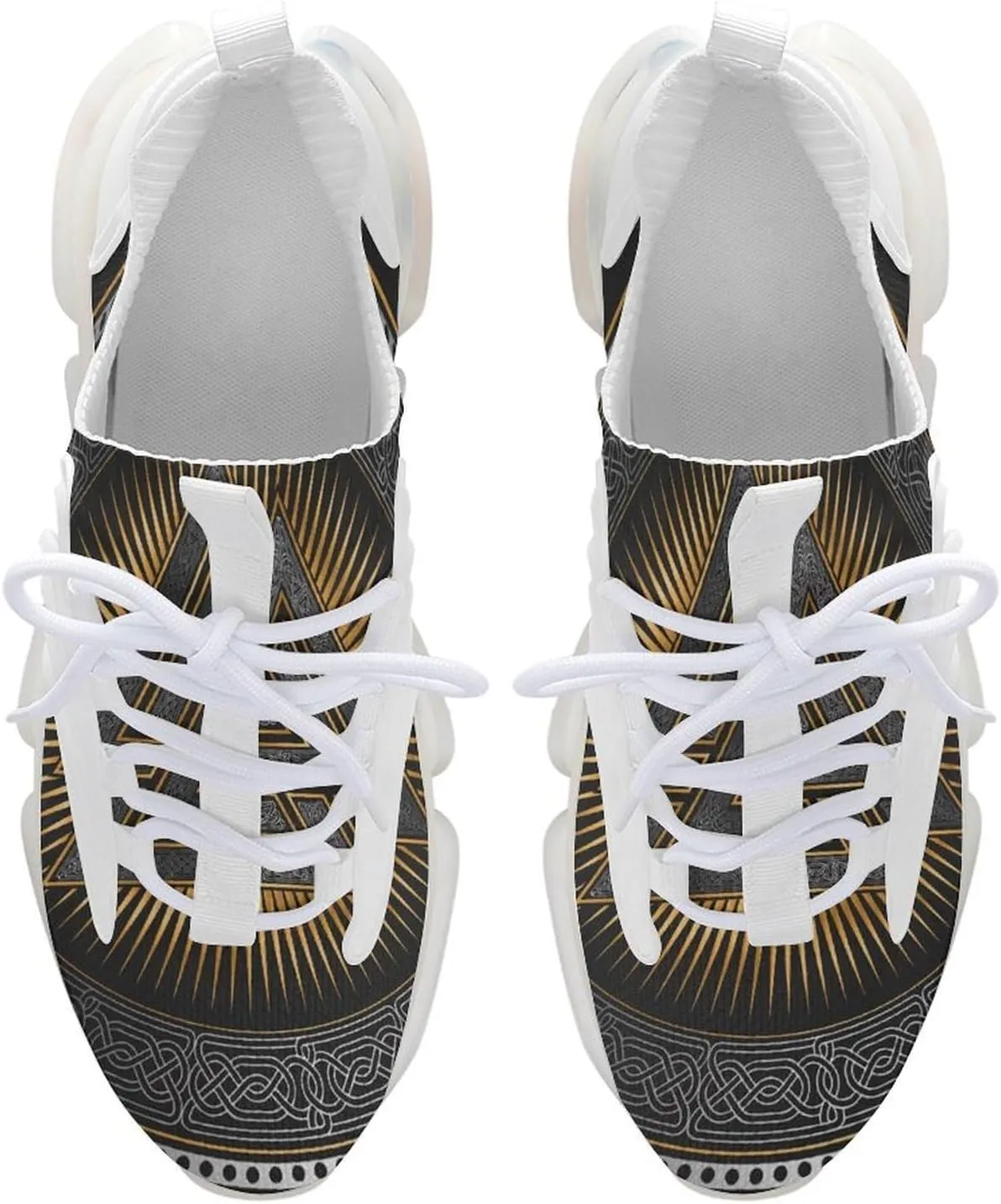 Men's Trail Running Sports Shoes, Fashion Breathable 3D Tattoo Printing Walking Excursion Sneakers, Non Slip Gym Work Trainers Footwear Athletic Trekking