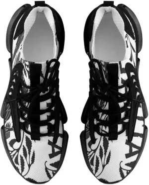 Men's Trail Running Sports Shoes, Fashion Breathable 3D Tattoo Printing Walking Excursion Sneakers, Non Slip Gym Work Trainers Footwear Athletic Trekking