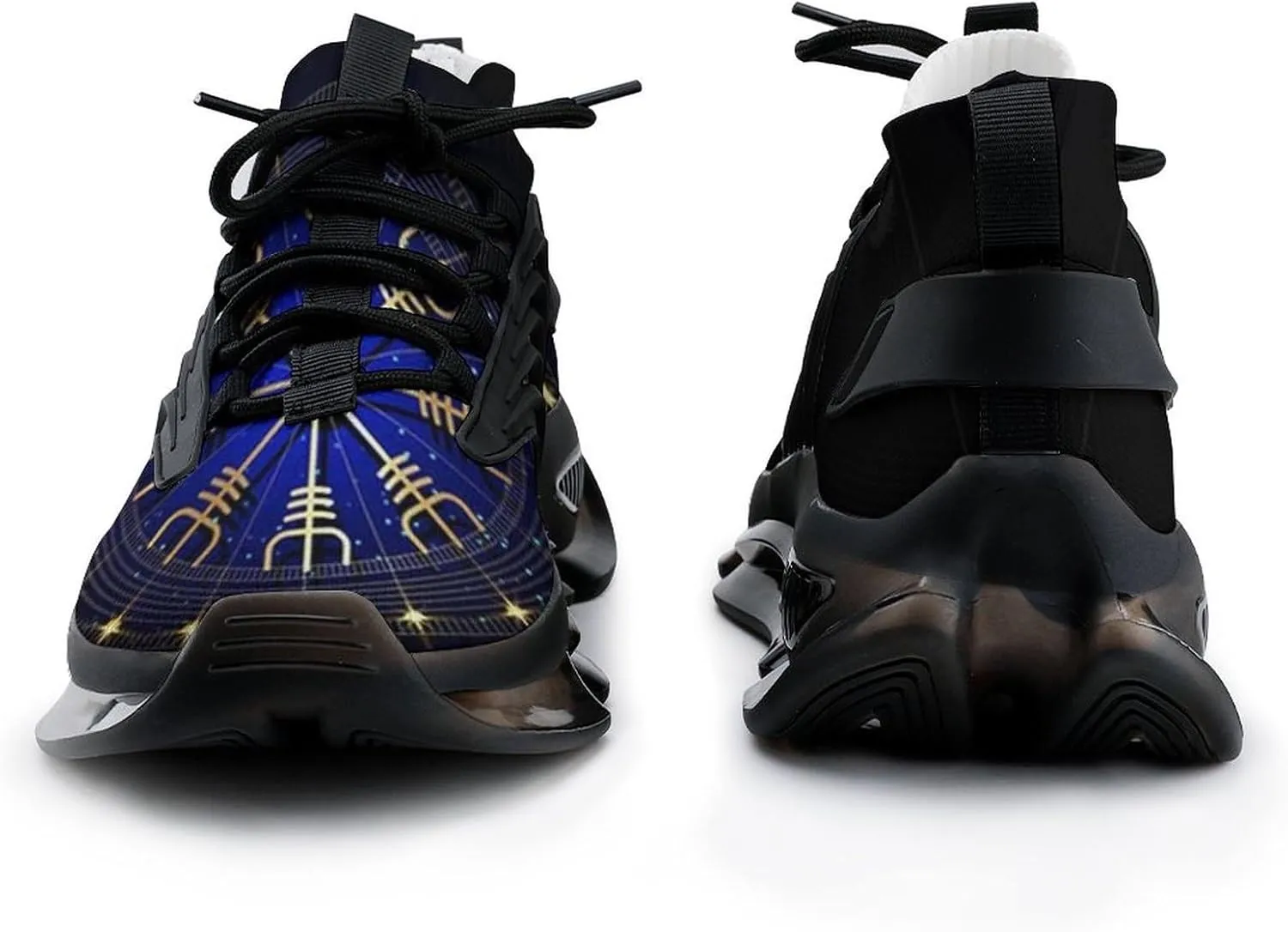 Men's Trail Running Sports Shoes, Fashion Breathable 3D Tattoo Printing Walking Excursion Sneakers, Non Slip Gym Work Trainers Footwear Athletic Trekking