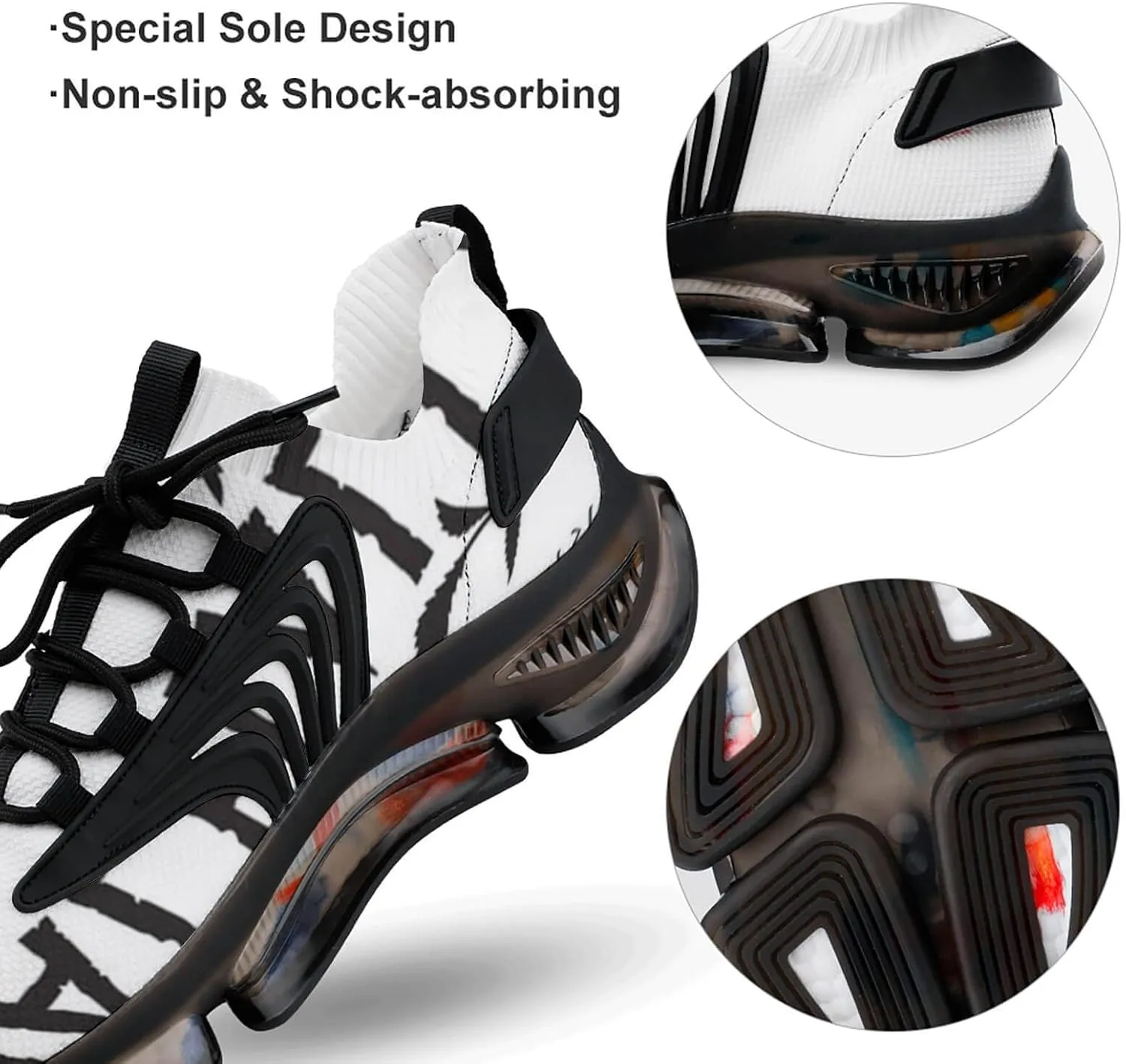 Men's Trail Running Sports Shoes, Fashion Breathable 3D Tattoo Printing Walking Excursion Sneakers, Non Slip Gym Work Trainers Footwear Athletic Trekking