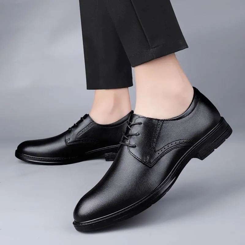 Men's Vintage Lace Up Oxford Shoes Classic Business Formal Brogue Leather Slip Resistant Dress Shoes
