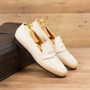 Men's Wellington Leather Slippers Wide Plus Size Nude 4963