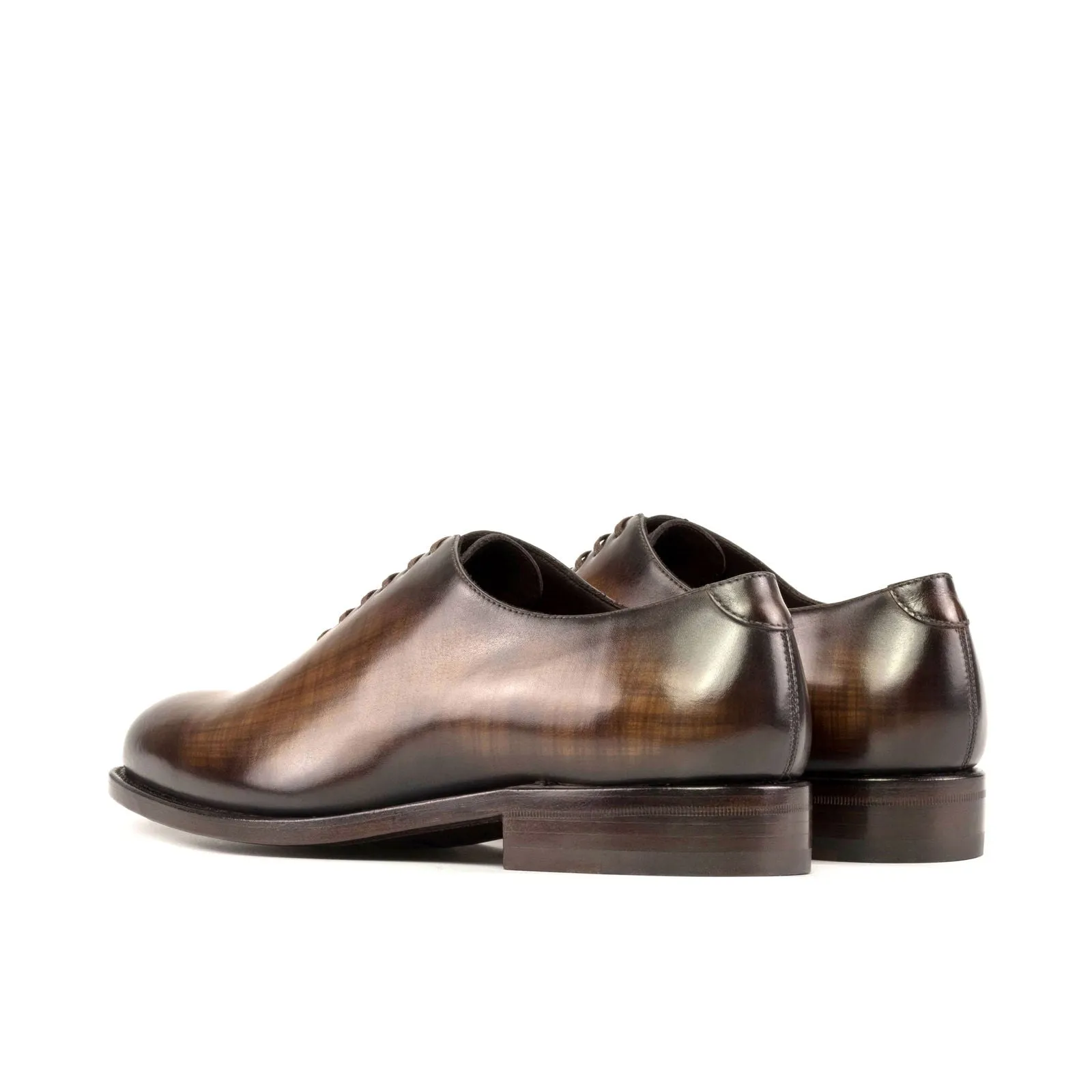 Men's Wholecut Shoes Patina Leather Goodyear Welt Wide Plus Size Dark Brown 5249