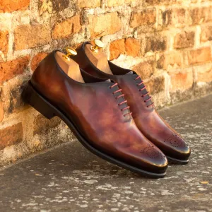 Men's Wholecut Shoes Patina Leather Wide Plus Size Blue Burgundy 3963