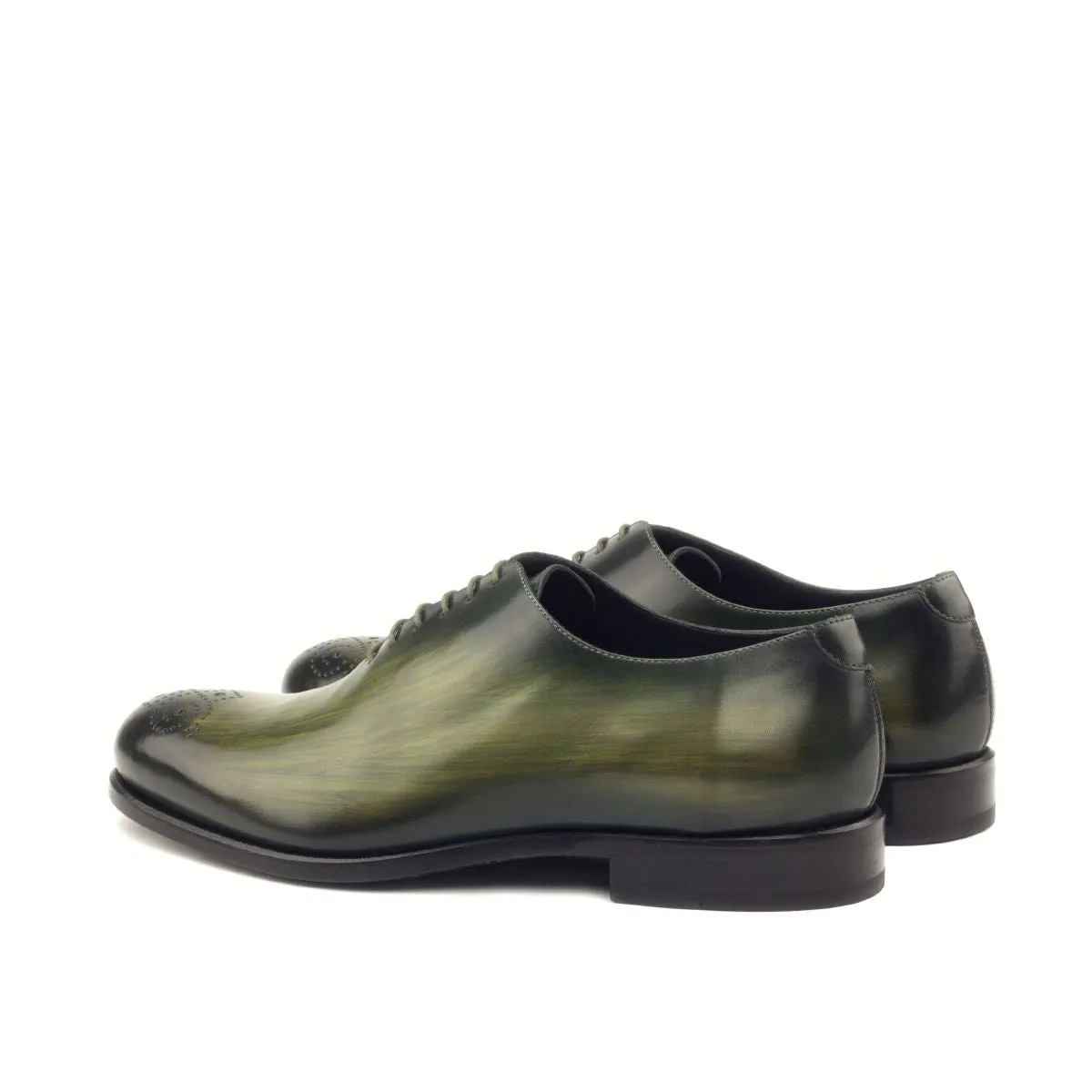 Men's Wholecut Shoes Patina Leather Wide Plus Size Green 2890