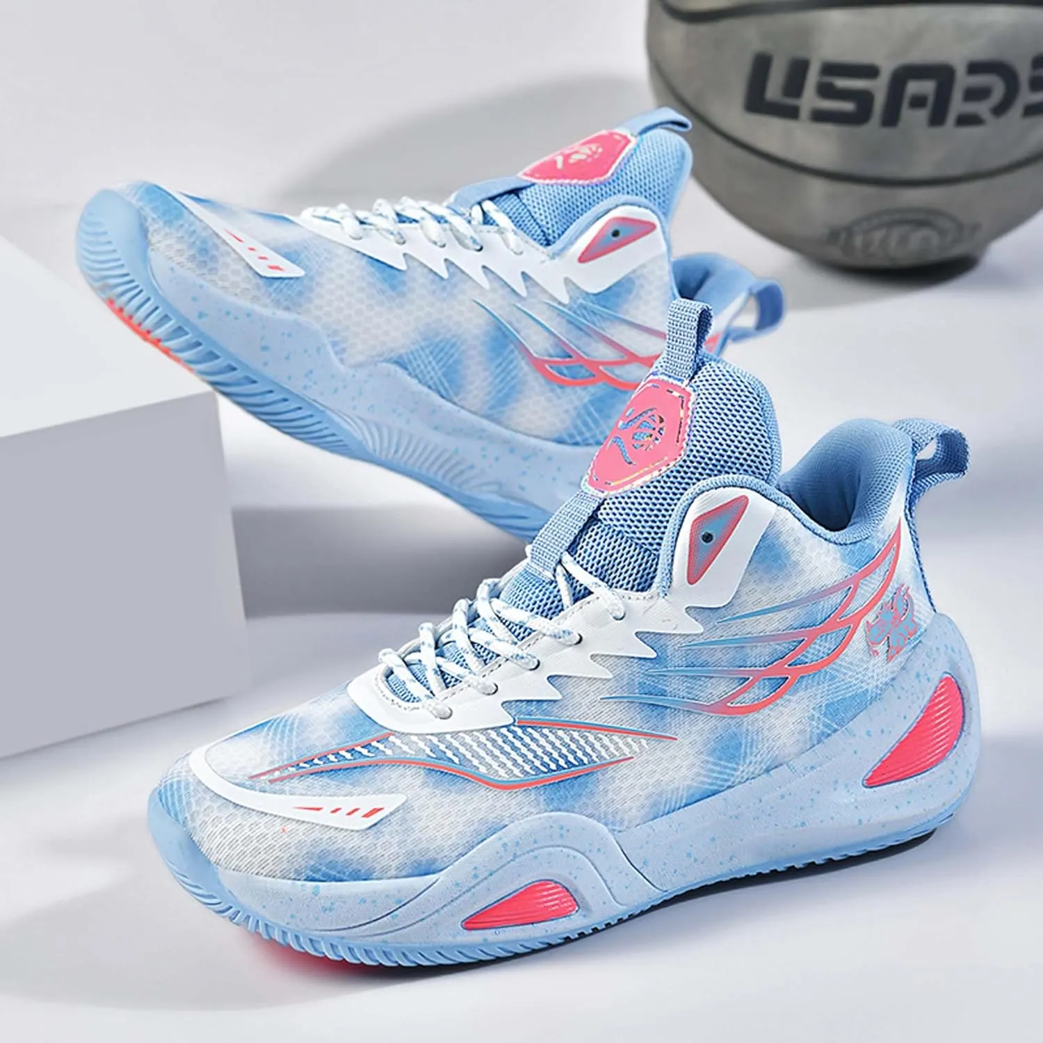 Mens Womens Couples Mid Top Lace Up Basketball Sneakers Rubber Soles Non Slip Casual Walking Shoes Wear Resistant and Durable Mountaineering Shoes Comfortable and Breathable Running Shoes Flat Shoes