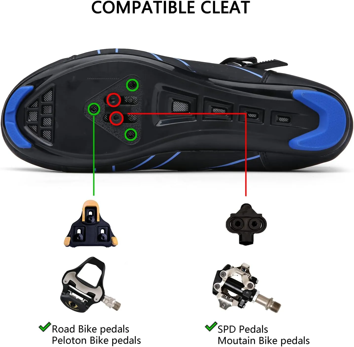 Mens Womens Cycling Shoes Compatible with Peloton Indoor Bicycle Pedals Clip in Road Bike Shoes Pre-Installed with Look Delta Cleats