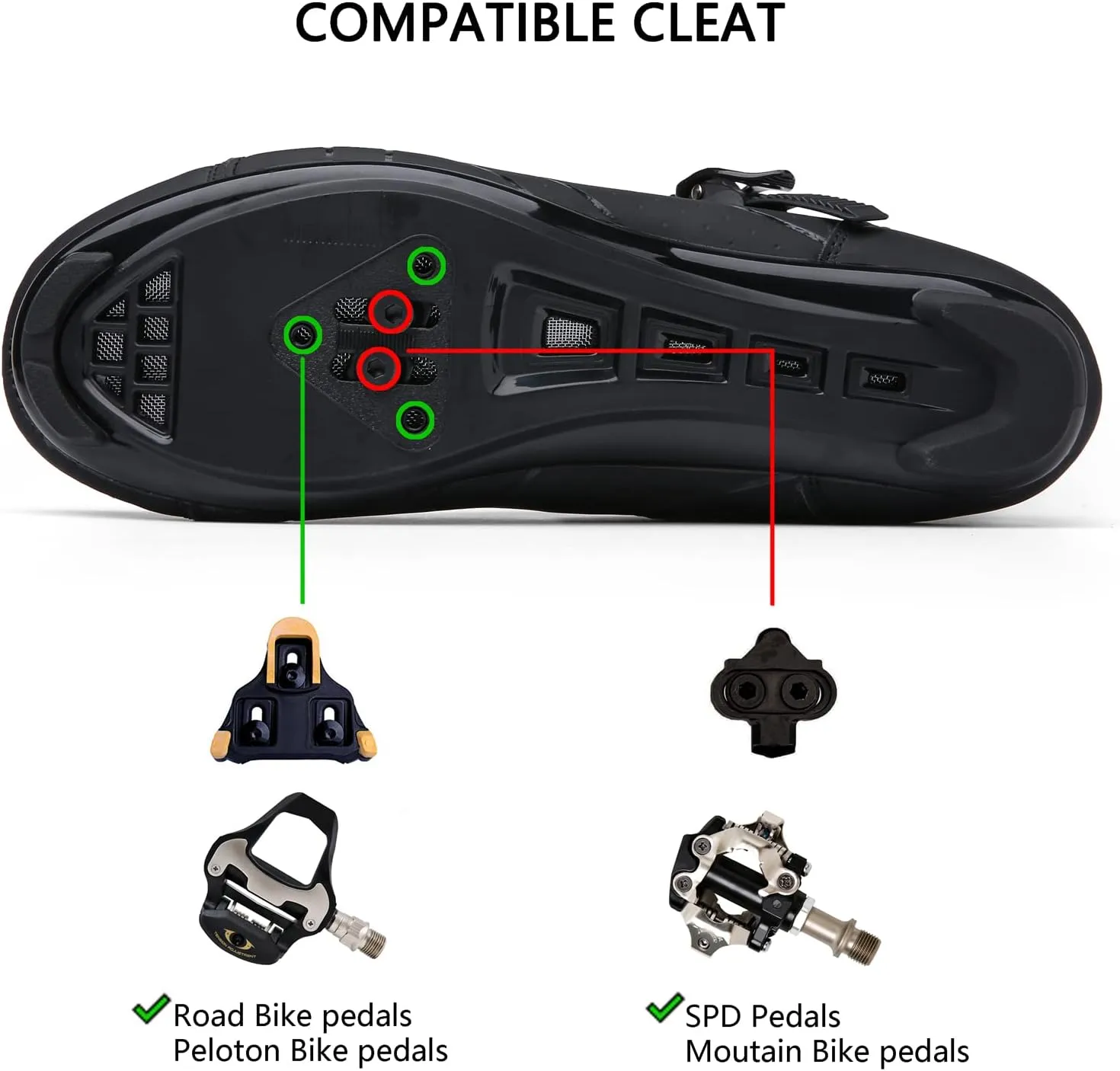 Mens Womens Cycling Shoes Compatible with Peloton Indoor Bicycle Pedals Clip in Road Bike Shoes Pre-Installed with Look Delta Cleats