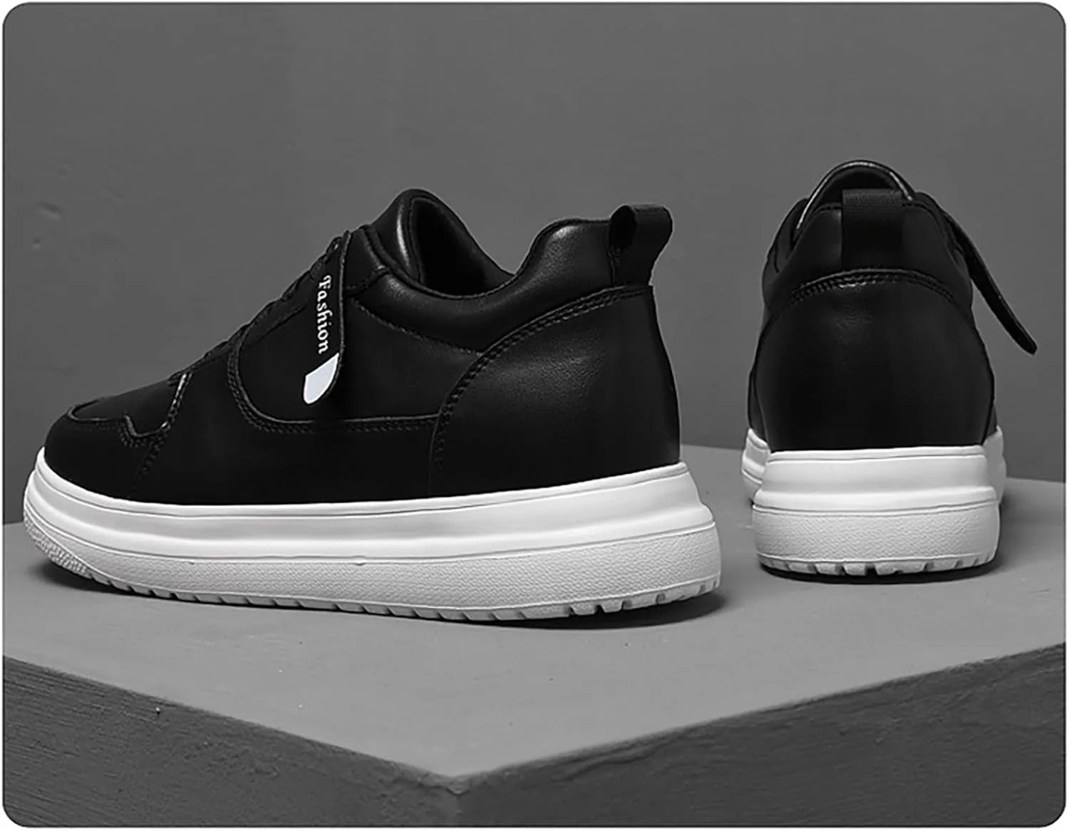 Mens Womens Invisible Height Boosting Sneakers 3 Inches Elevator Tennis Shoes Lace Up Low Top Casual Walking Shoes