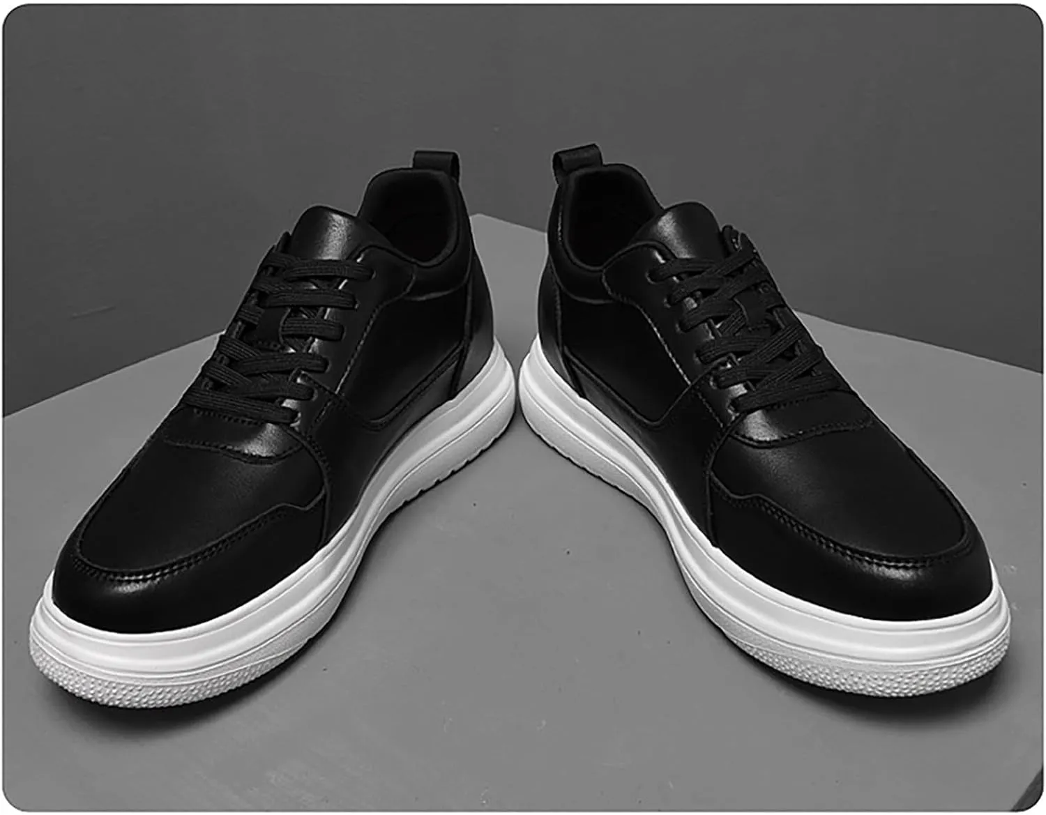 Mens Womens Invisible Height Boosting Sneakers 3 Inches Elevator Tennis Shoes Lace Up Low Top Casual Walking Shoes