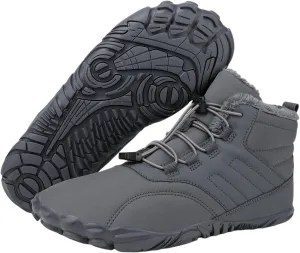 Mens Womens Snow Boots Barefoot Shoes Waterproof Wide Toe Box Shoes Winter Cotton Boots Sneakers, Casual Warmth Quilted Outdoor Shoes