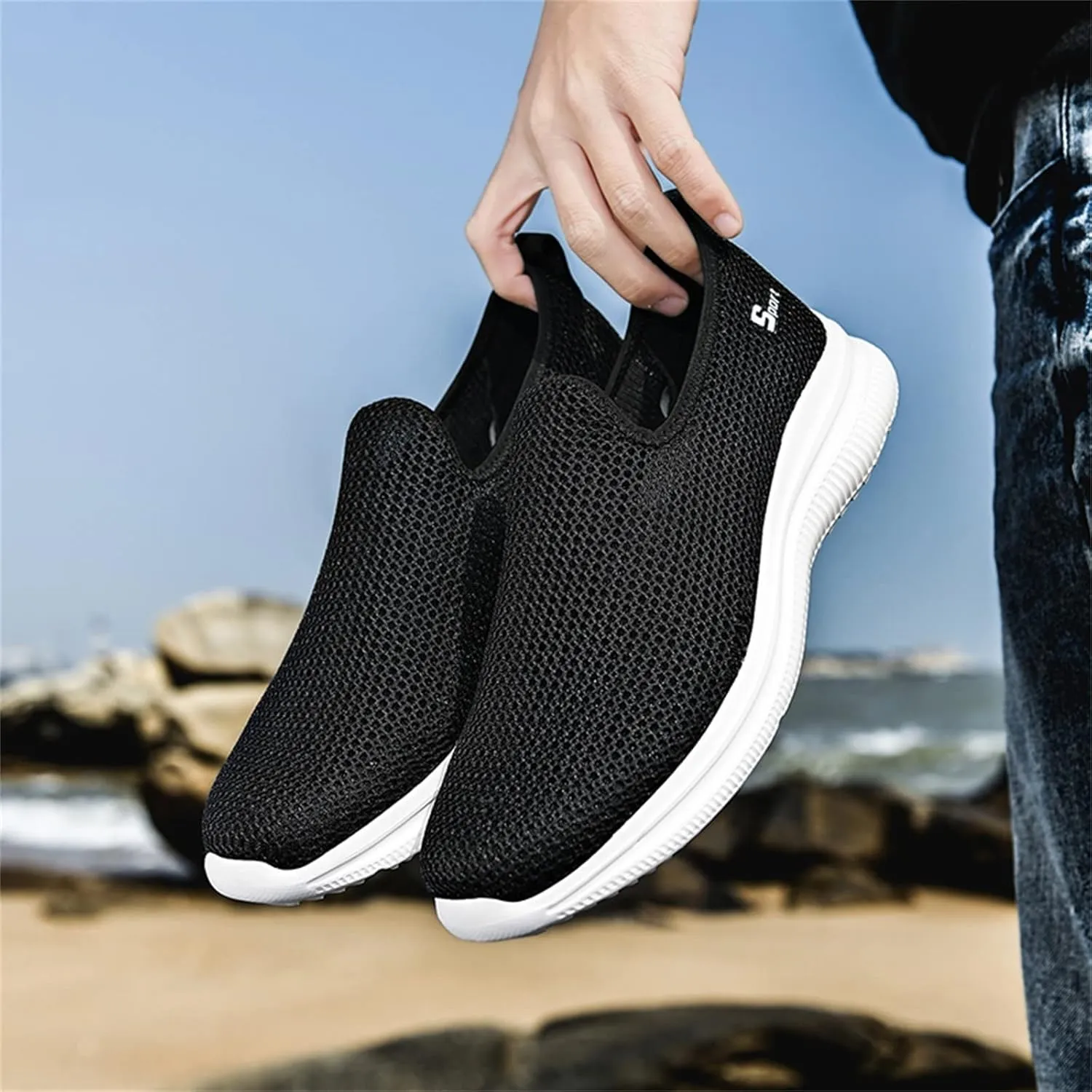 Mesh Slip On Sneaker for Women Non Slip Casual Sneakers Walking Shoes Women Arch Support Comfort Lightweight Breathable Running Shoes