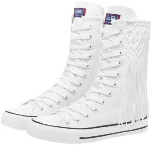Mid-Tube Front lace-up Side Zipper Tassel Women's Boots Canvas Shoes Trendy Women's Shoes