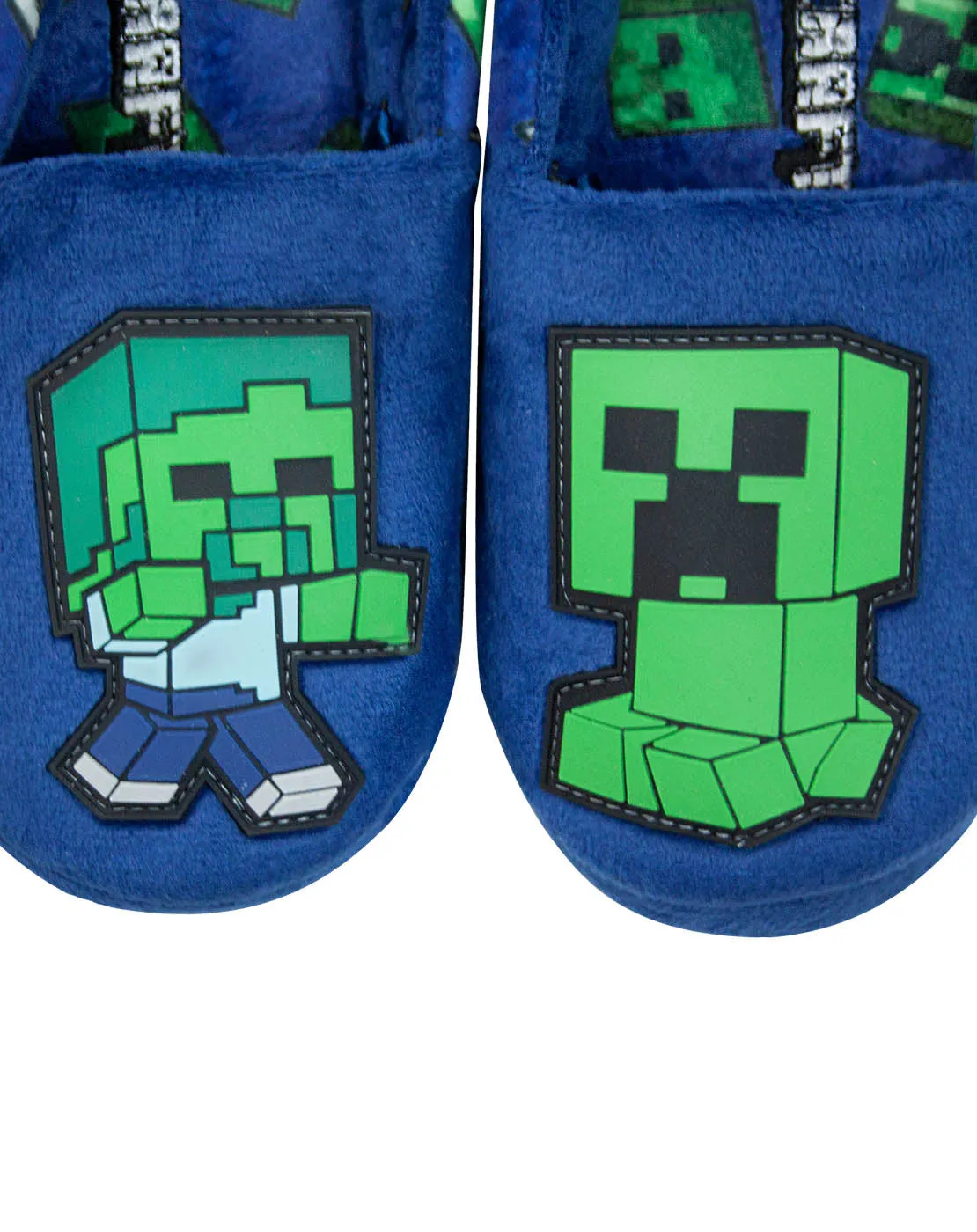 Minecraft Creeper vs Zombie Boys Blue Slipper Kids House Shoe - Blue