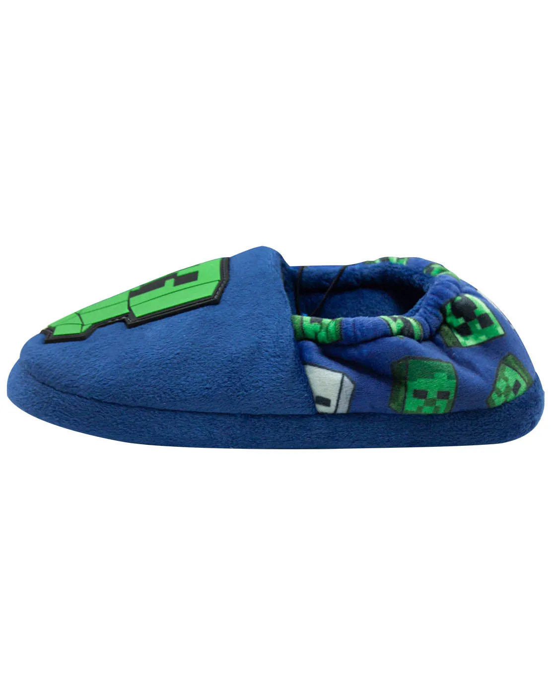 Minecraft Creeper vs Zombie Boys Blue Slipper Kids House Shoe - Blue
