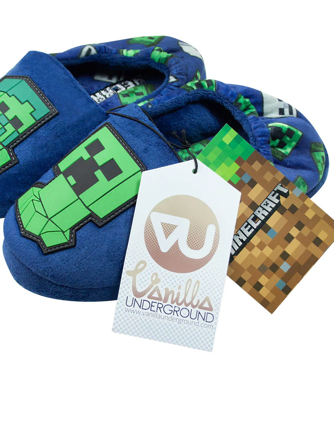Minecraft Creeper vs Zombie Boys Blue Slipper Kids House Shoe - Blue
